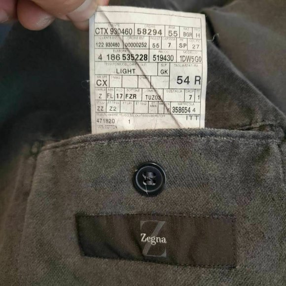 Z Zegna Mens Two Button Blazer Gray Jetted Pockets Notch Lapel 44R EU 54R New - Picture 9 of 11